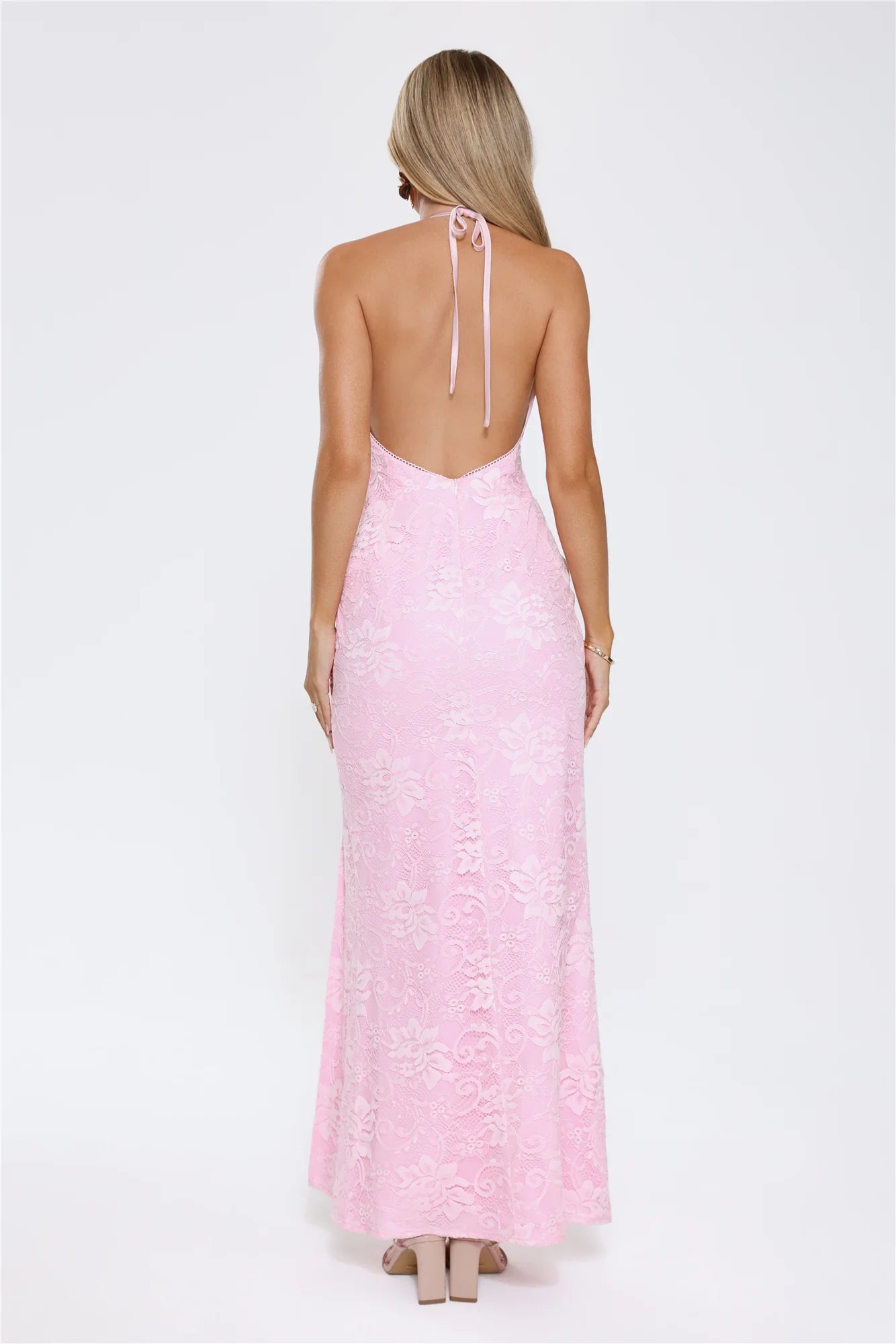 Glittered Passion Lace Maxi Dress Pink
