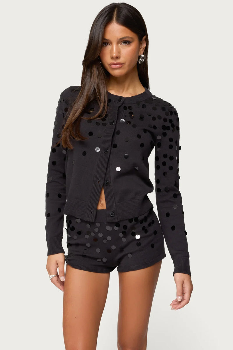 Cierra Sequin Knit Cardigan